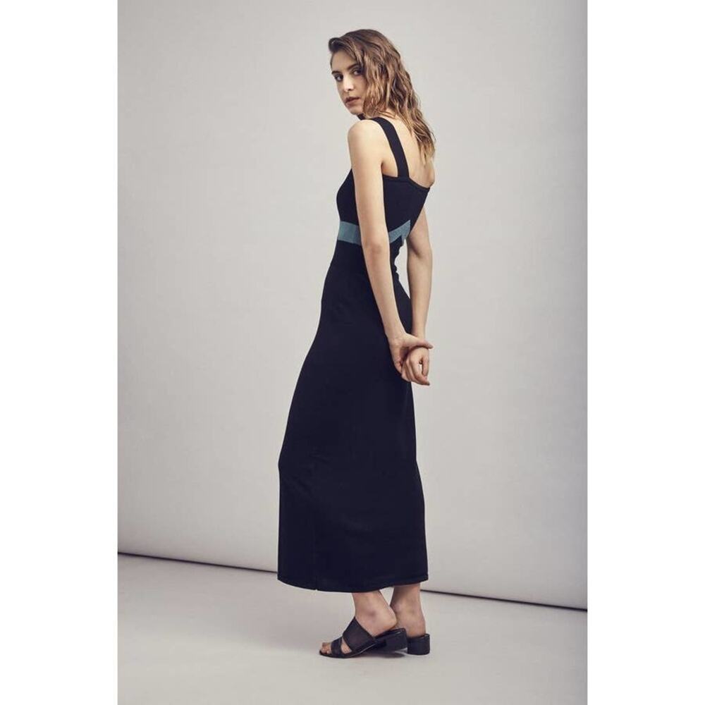 Mila Zovko Womens Size Large Dress Luna Sleeveless Maxi Black Green Colorblock - Picture 3 of 9